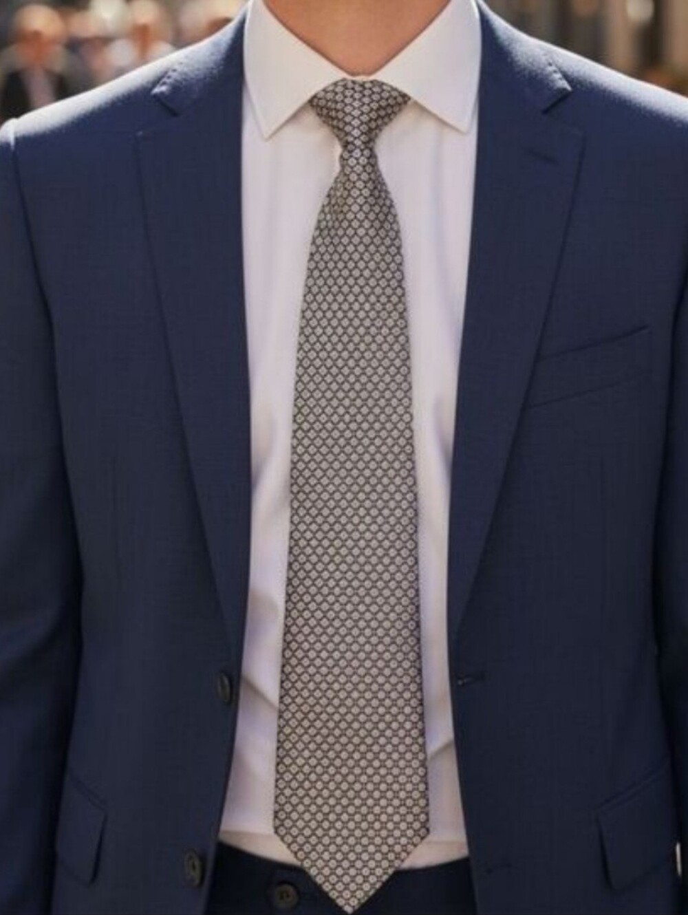 Nautica Gold and Blue Print Silk Tie